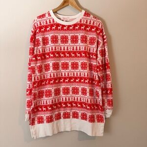 Jess Lea Red and White Holiday Tunic Sweater